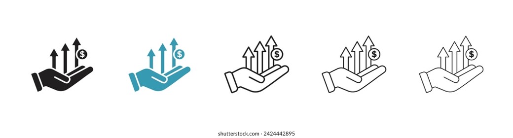 Conjunto de iconos de vectores de expansión de capital. Gráfico de inversión símbolo vector económico para diseño de UI.