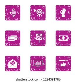 Capital expenditure icons set. Grunge set of 9 capital expenditure vector icons for web isolated on white background