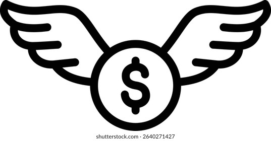 capital flight icon illustration design with outline, this is not made from any AI generation