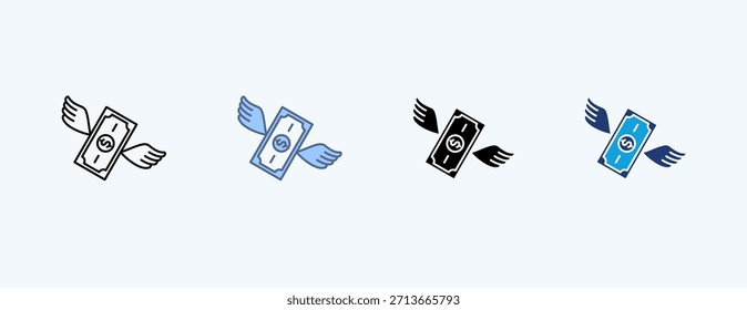 Vector de ilustración de icono múltiple de vuelo de capital