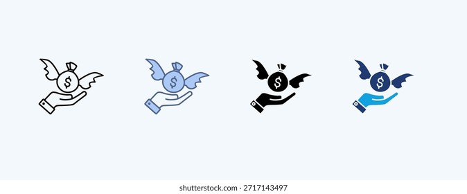 Vector de ilustración de icono múltiple de vuelo de capital