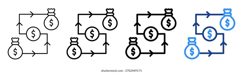 Capital Flow Icon Different Outline Collection Set
