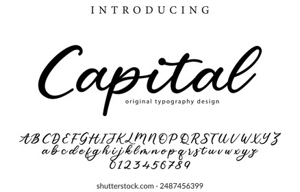 Capital  Font Stylish brush painted an uppercase vector letters, alphabet, typeface