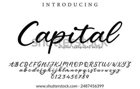 Capital  Font Stylish brush painted an uppercase vector letters, alphabet, typeface