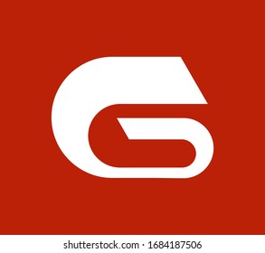 Capital G letter logo design. Uppercase monogram initial on red background.