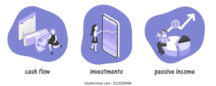 Capital gain abstract concept illustration set. portfolio and passive income, investments and bonds, cash flow, money slot, mutual fund, finance abstract metaphor.