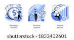 Capital gain abstract concept vector illustration set. Gambling, portfolio and passive income, online casino, investments and bonds, cash flow, money slot, mutual fund, finance abstract metaphor.