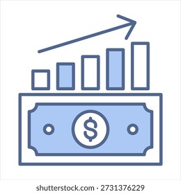 Capital Gain Blue Icon Vector Illustration