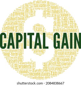 Capital Gain conceptual vector illustration word cloud isolated on white background.