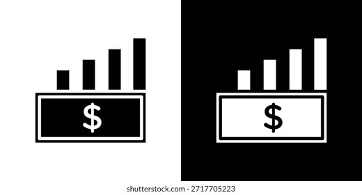 Pictograma plano negro de icono de ganancia de capital. Para gráficos y Diseño web.