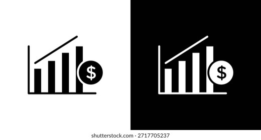 Pictograma plano negro de icono de ganancia de capital. Para gráficos y Diseño web.