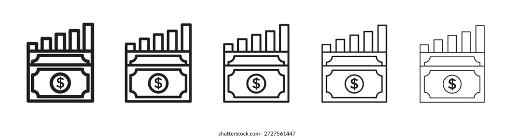 capital gain icon design in thin editable stroke style for graphic work