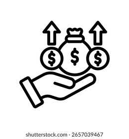 Ilustración vectorial de esquema de icono de ganancia de capital