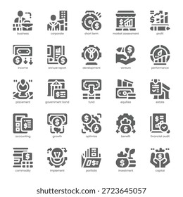 Paquete de iconos de ganancia de capital para su Sitio web, móvil, presentación y diseño de logotipo. Diseño sólido de Capital Gain Icon. Ilustración gráfica de Vector y trazo editable.