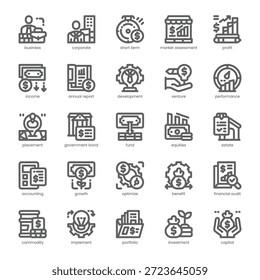 Paquete de iconos de ganancia de capital para su Sitio web, móvil, presentación y diseño de logotipo. Diseño de contorno de icono de ganancia de capital. Ilustración gráfica de Vector y trazo editable.