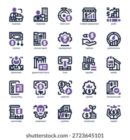 Paquete de iconos de ganancia de capital para su Sitio web, móvil, presentación y diseño de logotipo. Diseño de doble tono Capital Gain Icon. Ilustración gráfica de Vector y trazo editable.