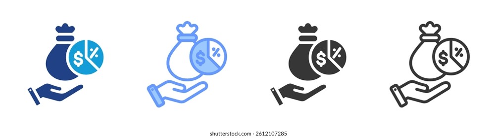 Capital Gain icon set multiple style collection