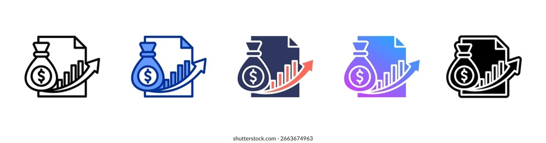 coleção de vários estilos da folha de ícone Ganho de Capital