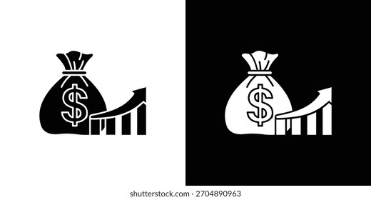 capital gain icon silhouette vector in black colors. flat symbol logo design style
