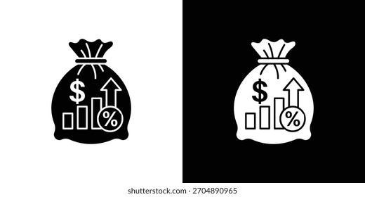 capital gain icon silhouette vector in black colors. flat symbol logo design style