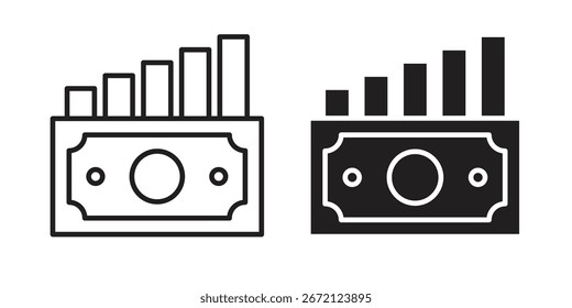 Icono de ganancia de capital estilo sólido. Ilustración vectorial plana.