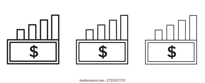 capital gain icon thin line symbol on white background, editable stroke vector illustration