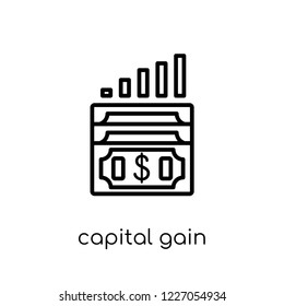 capital gain icon. Trendy modern flat linear vector capital gain icon on white background from thin line Capital gain collection, outline vector illustration