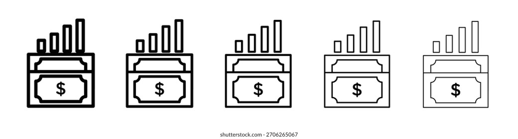 capital gain icon web Vector collection in black strokes