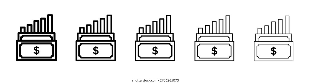 capital gain icon web Vector collection in black strokes