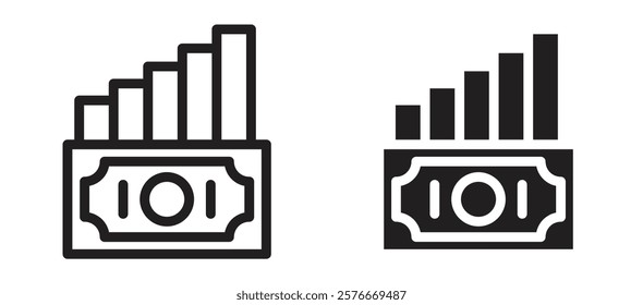 capital gain icons in outline and stroke versions