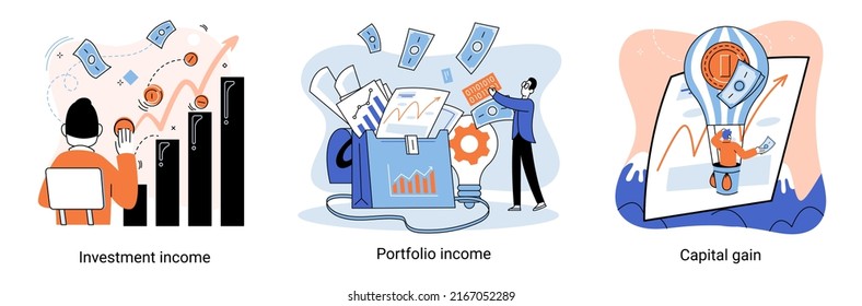 Capital Gain Portfolio Income Investment Income Stock Vector (Royalty ...