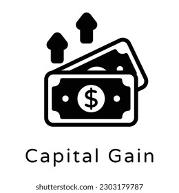 A capital gain in a solid icon design 