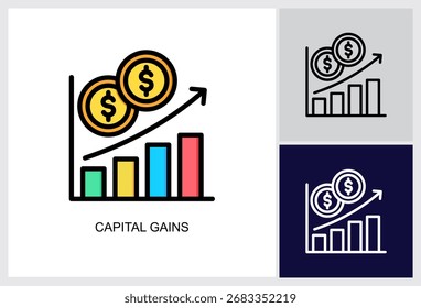 Capital Gains icon Multi Style Vector Illustration