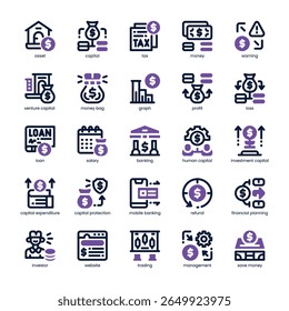 Paquete de iconos de ganancias de capital para su Sitio web, móvil, presentación y diseño de logotipo. Diseño de doble tono de Capital Gains Icon. Ilustración gráfica de Vector y trazo editable.