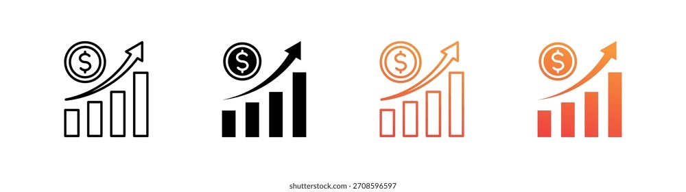 Vector de conjunto de iconos de estilo múltiple de ganancias de capital