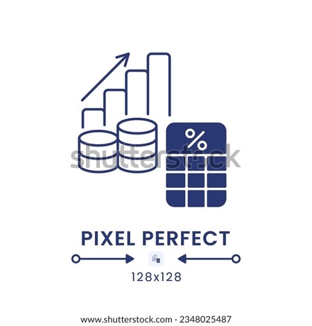 Capital Gains Tax black solid desktop icon. Wealth growth tariff. Investment income. Pixel perfect 128x128, outline 2px. Silhouette symbol on white space. Glyph pictogram. Isolated vector image