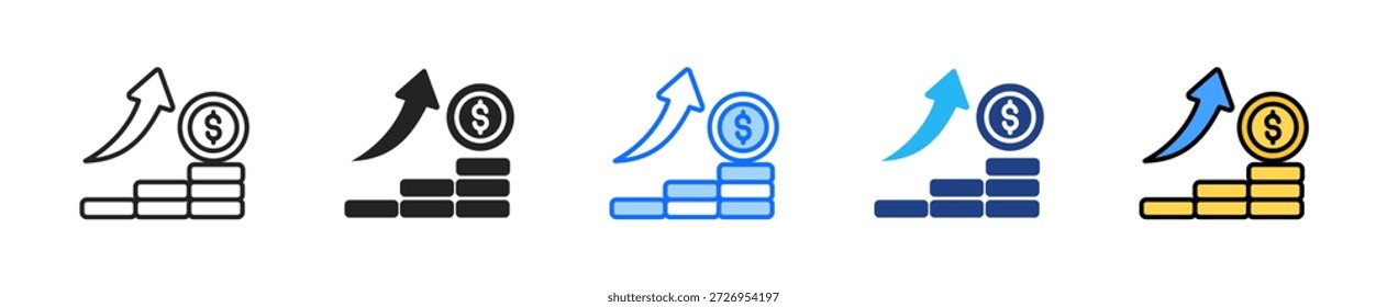Conjunto de iconos de crecimiento de capital Colección de estilo múltiple