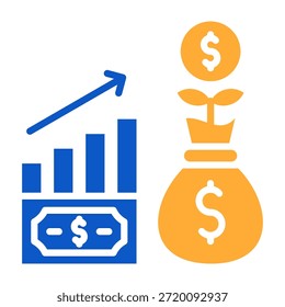 Icono de crecimiento de capital Ilustración vectorial de diseño de color sólido