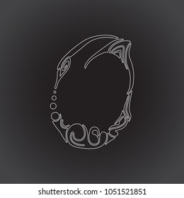 Capital hand drawn letter O on black background. Vector design element. Elegant logo for your ideas.