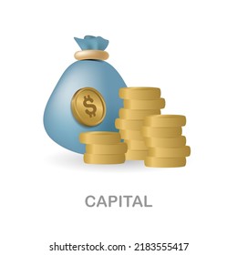 Capital icon. 3d illustration from economic collection. Creative Capital 3d icon for web design, templates, infographics and more