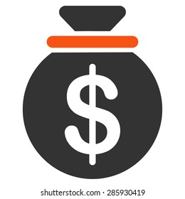 Capital icon from Business Bicolor Set. This flat vector symbol uses orange and gray colors, rounded angles, and isolated on a white background.
