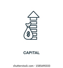 Capital icon. Line style element from business strategy collection. Thin Capital icon for web design, software and infographics.