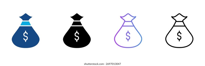 Ilustração de vetor de vários estilos de ícone maiúsculo
