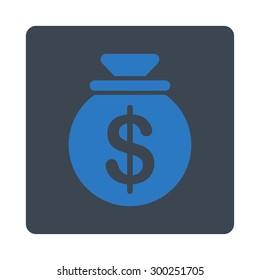 Capital icon. This flat rounded square button uses smooth blue colors and isolated on a white background.