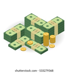 Capital illustration. Much money. Isometric view. Element for your business presentation. 