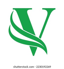 Letra mayúscula Logo de la letra inicial V con símbolo de alas. Elemento de diseño de alas, icono inicial del logotipo de la letra V, plantilla de logotipo inicial