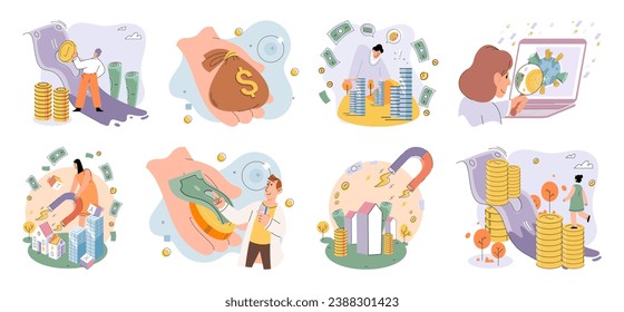 Capital investment vector illustration. Banking services provide necessary infrastructure for managing funds and cash flow Effective wealth management paves way for sustained financial security