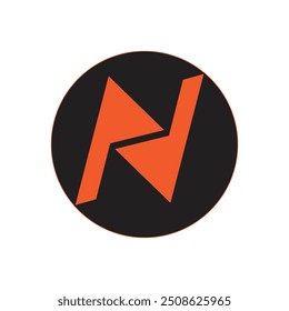 Maiúscula N Tipo Laranja E Preto Cor Logotipo Design