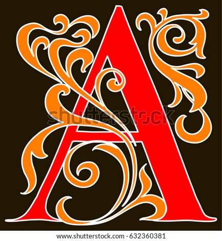 Capital Letter A Large Letter Illuminated Stock Vector (Royalty Free ...