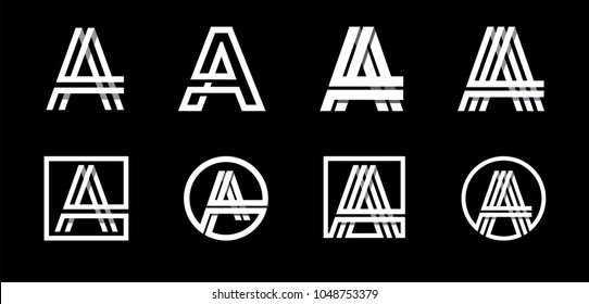 Capital letter A. Modern set for monograms, logos, emblems, initials. Made of white stripes Overlapping with shadows